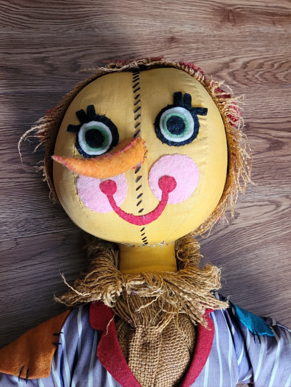 Vintage 60s scarecrow doll plush handmade Halloween fall
